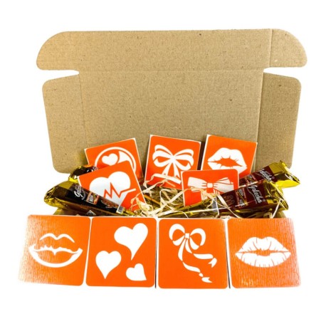 Набір хни з трафаретами для біо-тату №10 henna-set-10, 9 трафаретів