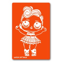 Трафарет для біо-тату Лялька LOL zx016-24*34см, розмір 24 х 34см                                                            