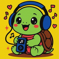 Картина за номерами "Черепашка слухає музику" ©art_selena_ua KHO1295, 25х25 см 