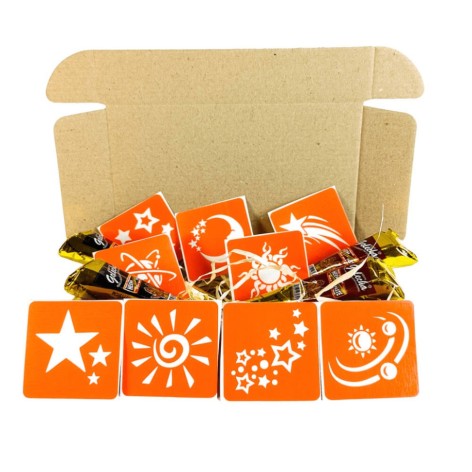 Набір хни з трафаретами для біо-тату №11 henna-set-11, 9 трафаретів