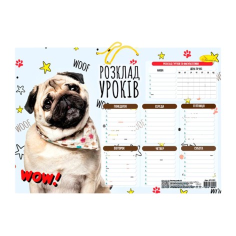 Ламінований розклад уроків АП-0802 формат А3  Вид 4