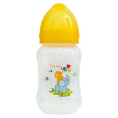 Бутылочка для кормления с широким горлышком и силиконовой соской 1002 жовтий 250 мл