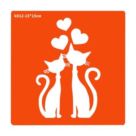 Трафарет для био-тату Котик k012-15*15см, размер 15х15см