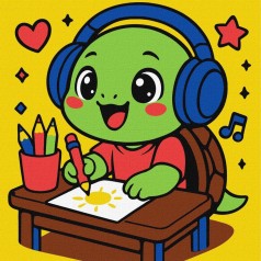 Картина за номерами "Черепашка малює" ©art_selena_ua KHO1297, 25х25 см 