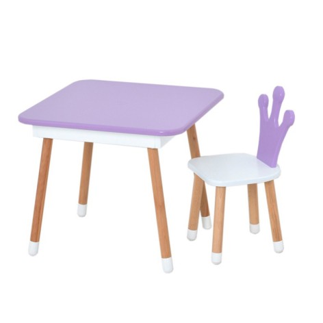 Столик зі стільцем "Корона" 06-025V-BOX з ящиком, бузково-білий