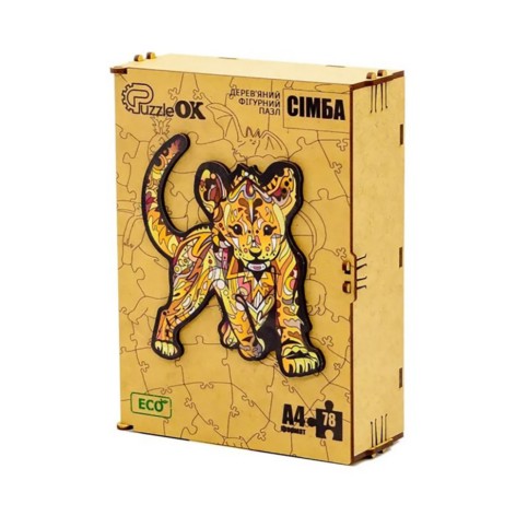 Фигурный деревянный пазл A4 Симба PuzA4-04133, 78 деталей