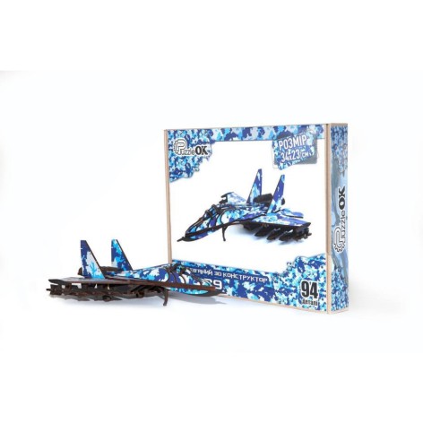 Деревянный 3D конструктор "МИГ-29" Арт-00654, 94 детали