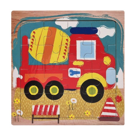 Дерев'яний пазл-вкладиш Бетонозмішувач 73260-11, 16 деталей