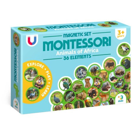 Дитячий магнітний набір Монтесорі "Тварини на континентах: Африка" DoDo Toys 200284, 36 елементів