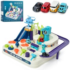 Дитячий ігровий набір "Трек" T802A 4 машинки, вертоліт, рухомі деталі