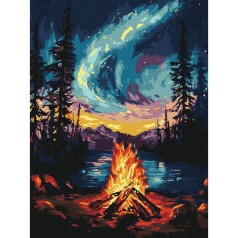 Картина за номерами "Північне сяйво" KHO6361 з металізованими фарбами, 30х40 см