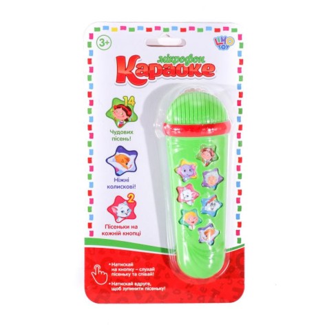 Дитячий іграшковий мікрофон M 3855, 14 пісеньок  Зелений